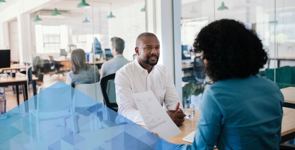 interview candidate at table